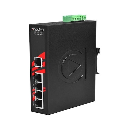 Antaira 5-Port Industrial PoE Unmanaged Ethernet Switch, w/4-10/100Tx, + 1-10/100Tx LNP-0500